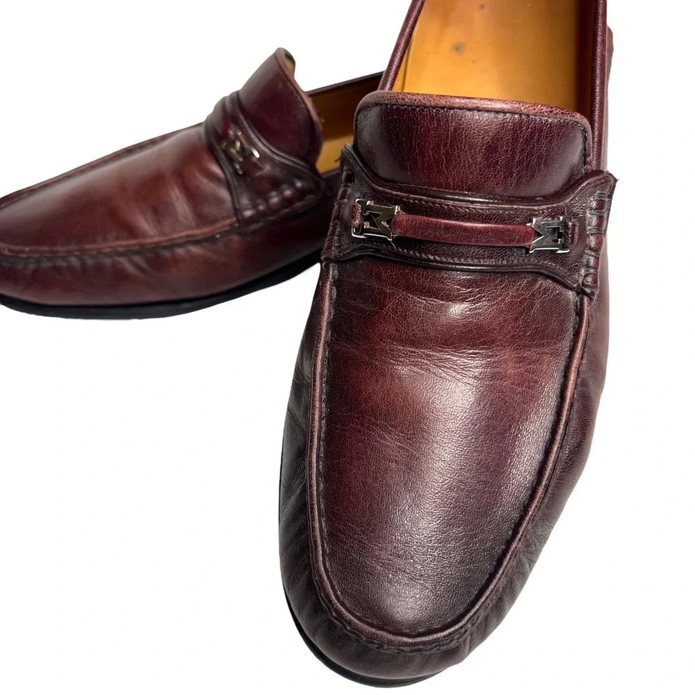 Bruno Magli Genoa Horsebit M Logo Loafer Burgundy Leather Slip-On 9.5 M Classic